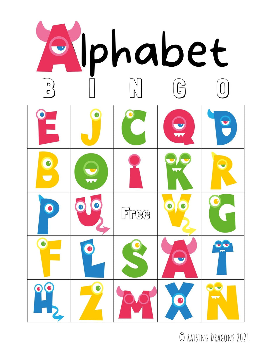 Alphabet Bingo Printable – Raising Dragons for Free Printable Alphabet Bingo Printable