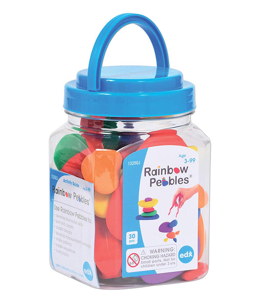 edx education Rainbow Pebbles - Mini Jar - Stacking Stones - Sorting, Counting and Construction Manipulative