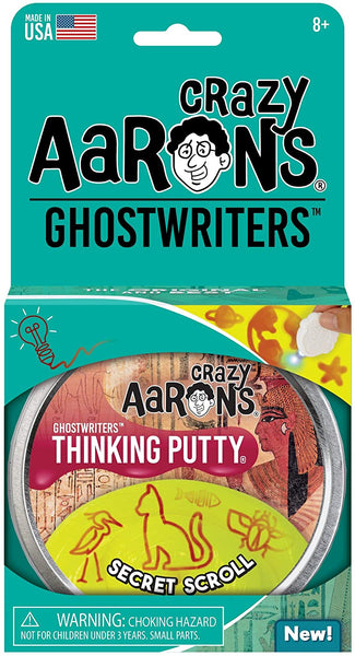 Crazy Aaron's Thinking Putty 4" Tin - GHOSTWRITERS Secret Scroll - Draw with Reactive Glow Charger - Never Drives Out
