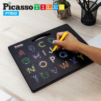 PicassoTiles 2-in-1 Double Sided Magnetic Drawing Board ABC A-Z Letter, Number, and Freestyle Writing Playboard