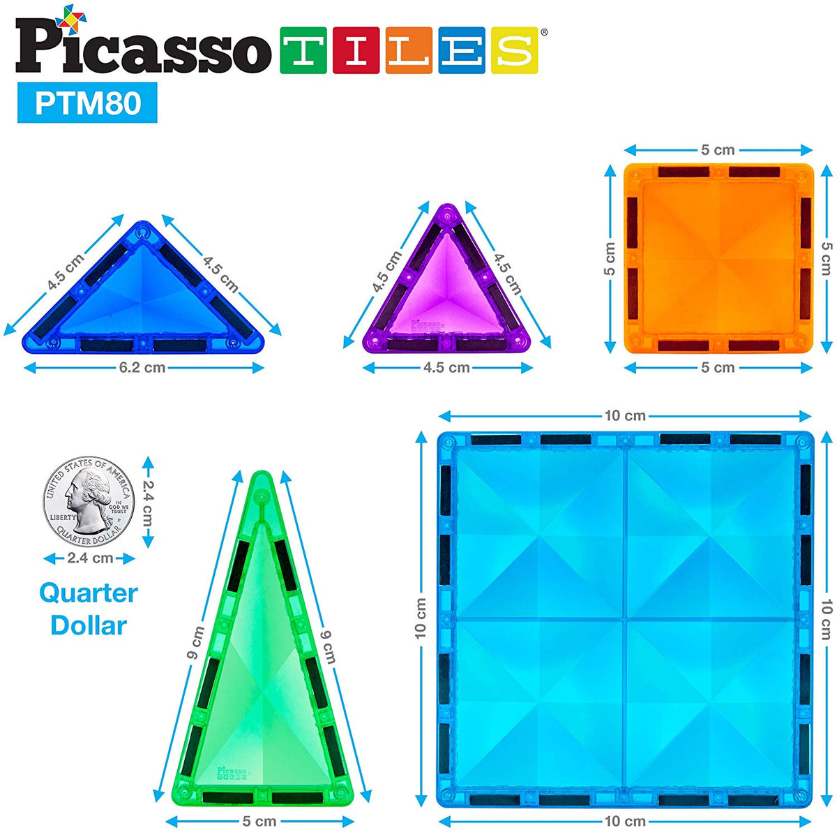 PicassoTiles - Mini 80 Piece 3D Magnetic Building Blocks - Mini Diamon ...