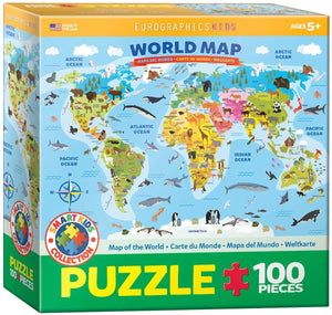 EuroGraphics Illustrated Map of The World 100-Piece Puzzle